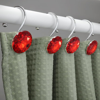 12 crochets de rideau de douche en acier inoxydable 12PCS avec décoration en strass, résistants à la rouille et durables pour la salle de bain, les vêtements et les serviettes
