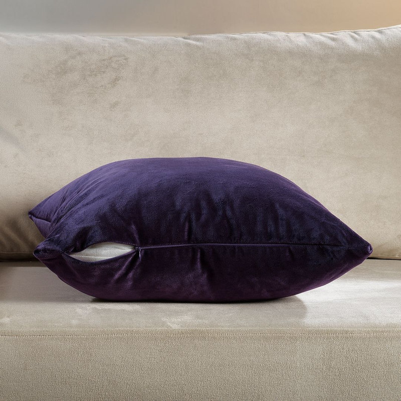 Housse de coussin en velours mat 1pc, Carré 18 po, Rebecca - mauve