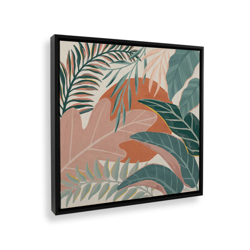 «Tropical Leaves I», reproduction sur toile, H 12,75 po x l 12,75 po, Noir satiné