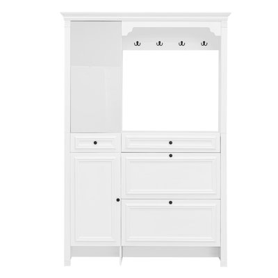 55'' Hall Tree With Mirrored Cabinet