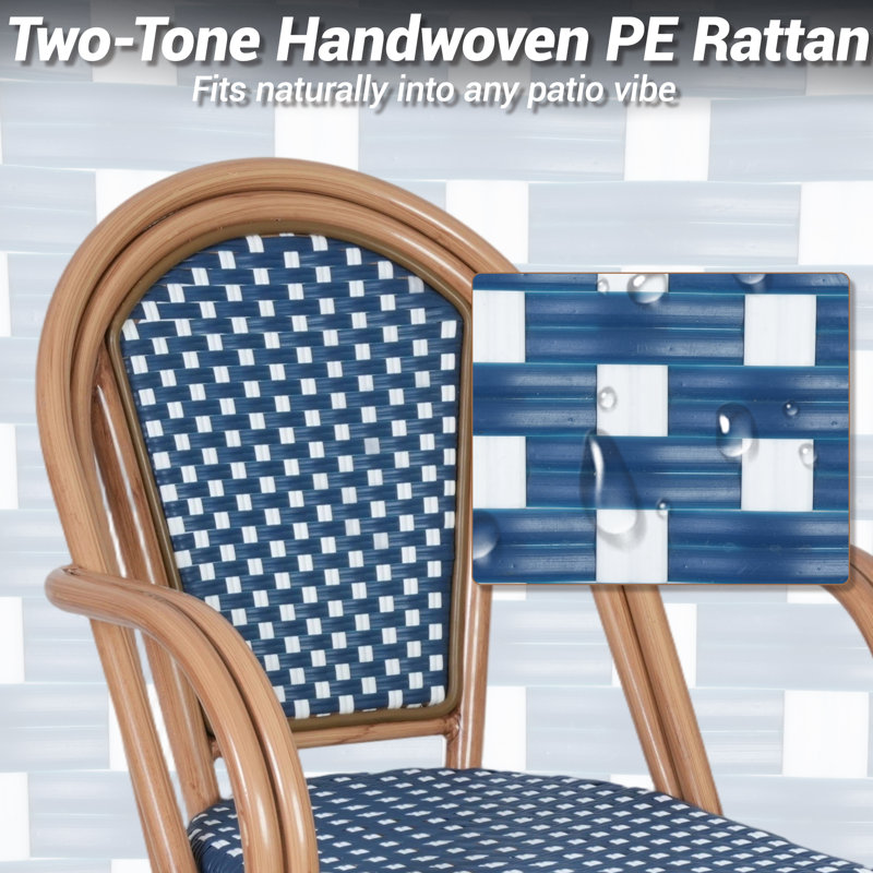 Ensemble de 2 chaises bistro French French, Blanc / Bleu