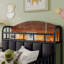 Lit plateforme simple en métal avec lumière, lit simple en métal pour enfants avec tête de lit tapissier et rangement-682587473