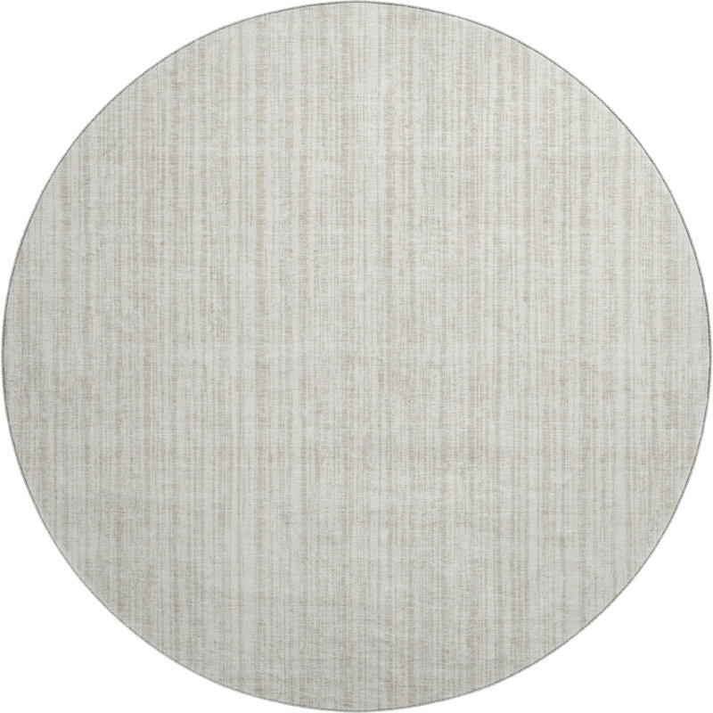 Premium Machine Washable Prisco Ivory Rug, Round 8'