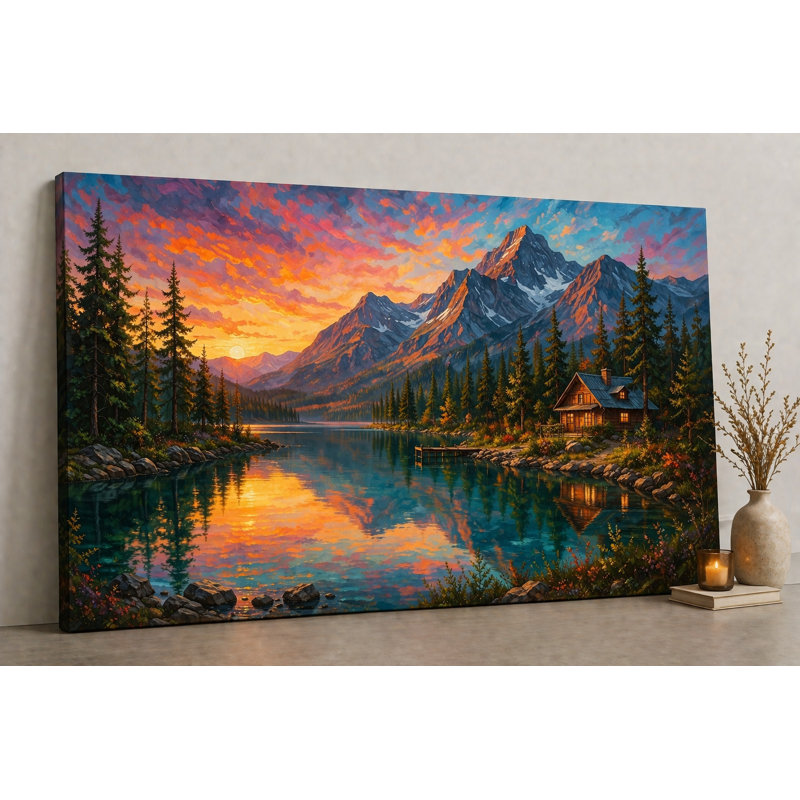 Impression sur toile 24 x 36 pouces, "Grand lac de montagne"