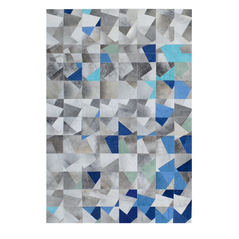 Faceta Cowhide Abstract Area Rug, Rectangle 5’7” x 7'10"