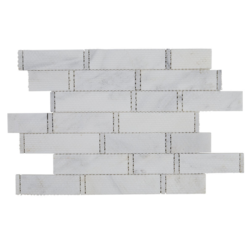 11.5" x 18" Marble Mosaic Tile in First Snow Elegance