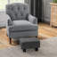 Repose-pieds gris anthracite, recouvert de lin, petit pour tous, confortable en gris, revêtement en tissu, salon de repos
