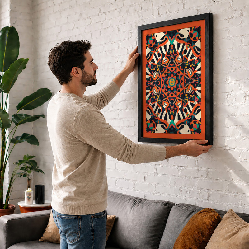 Mandala in Rotation Eclectic - Framed Print, A2 - 59.4 x 42.0 cm, Black