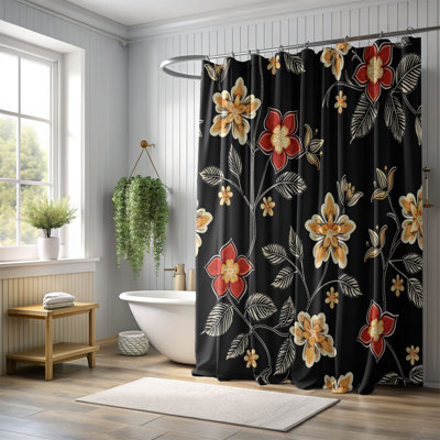 Tissu fleuri - Rideau de douche Premium