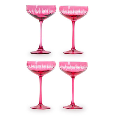 Ensemble de 4 verres à champagne coupés à la main 12 oz H 7 po