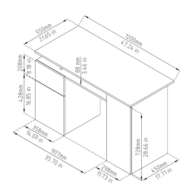 Bureau Giacomino, Blanc, Marron