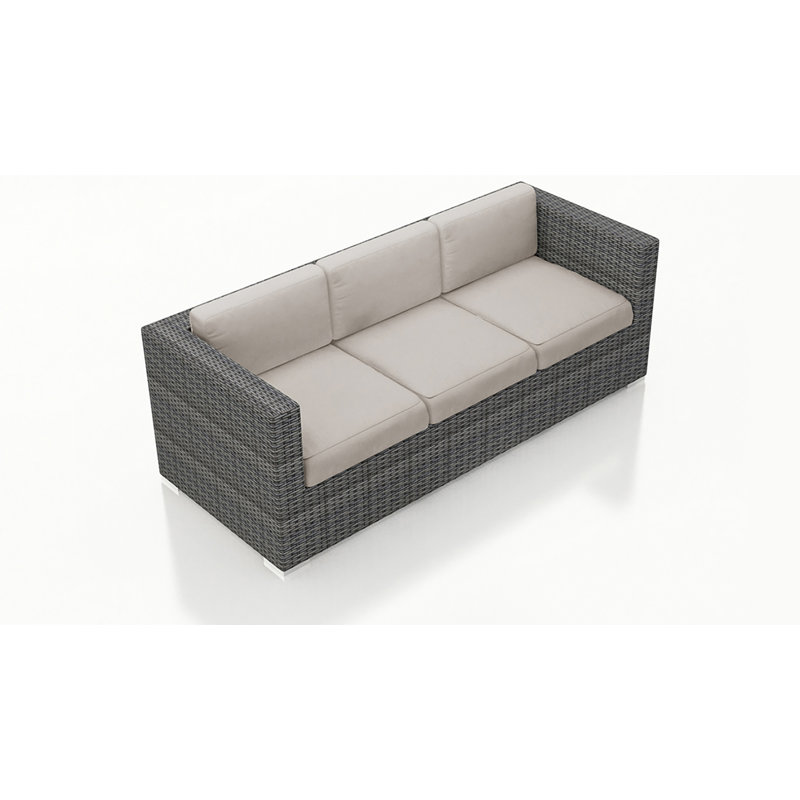 Suffern 89.75'' Wide Rectangle Metal Patio Sofa with Cushions, Cast Silver Sunbrella®