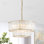 Lustre réglable à 5 lumières dorées à 2 niveaux en verre