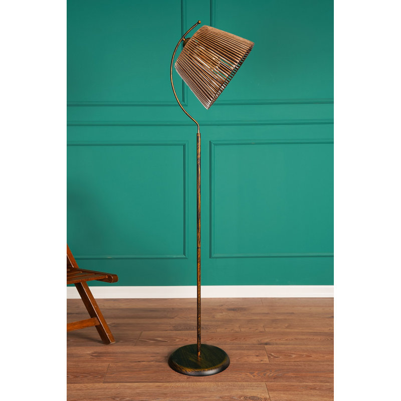 Antiquation Color Floor Lamp, 65.0 Inches Tall, Metal Body with Replica Bamboo Cap (11.8 x 11.8 Inches, Height: 7.9 Inches) | E27 Socket, Max 60W | CE Certified | Elegant Lighting for Home & Office Decor