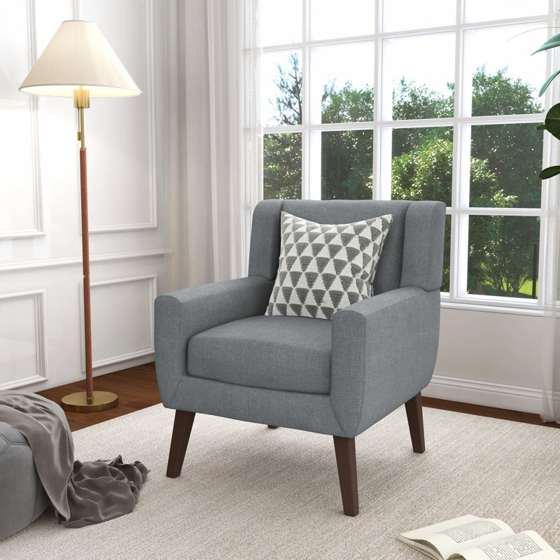 Stephanny 73.7 Cm Wide Tufted Velvet Armchair, Grey Linen Blend