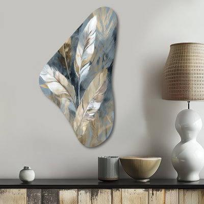 Décoration murale en métal doré et gris Impressions of Bohemian Energy II - Boho Feather Boomerang
