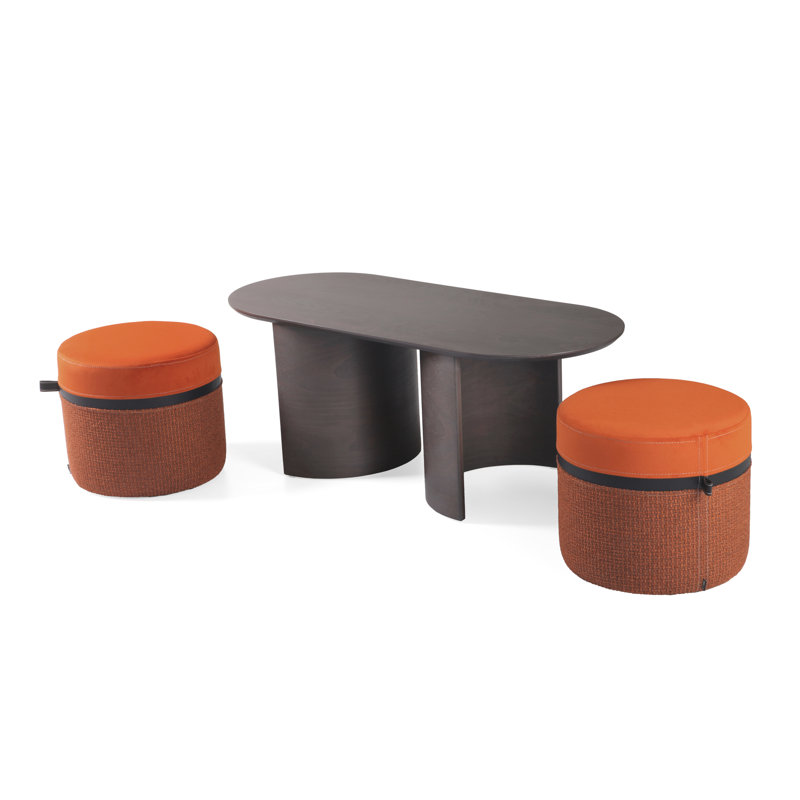 Kangaroo Solid Wood Coffee Table, Gray, Orange