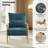 2Pcs Teal Chenille Accent Chair Armchair With Pillow-1824976299