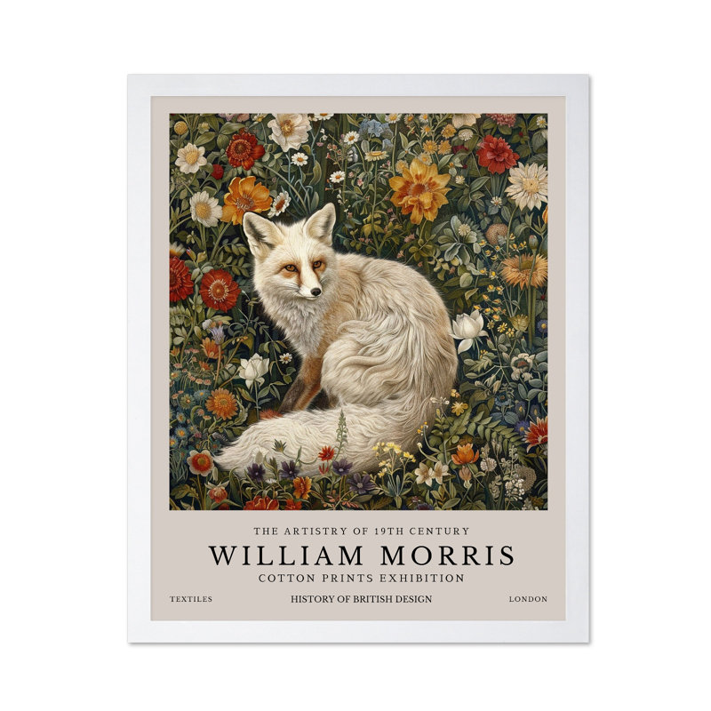 William Morris - Renard blanc, Poster, 18"H x 24"W, White Framed