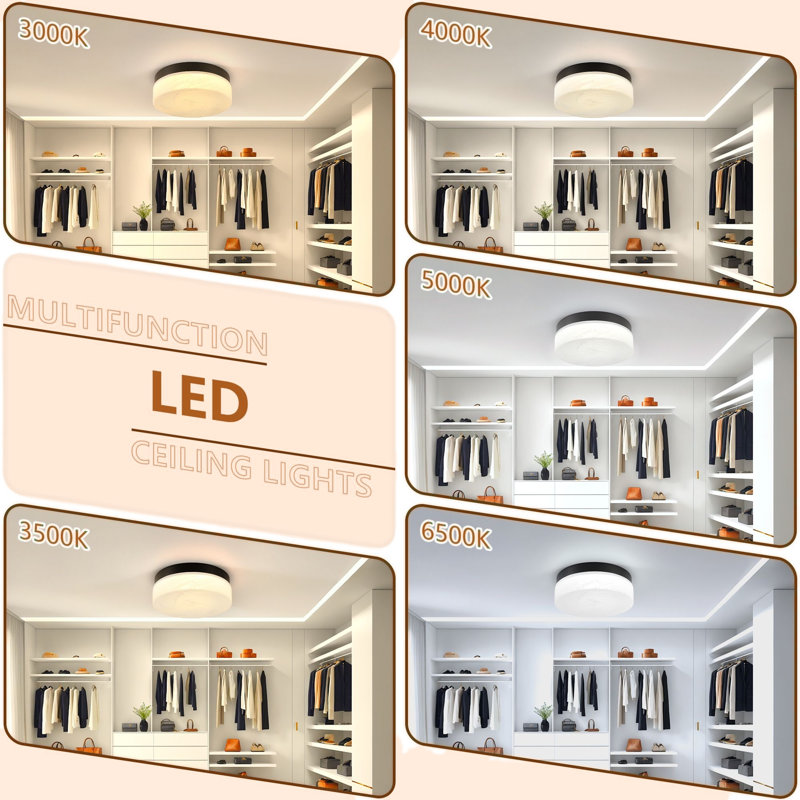 12-inch 24w Black Flush Mount Led Ceiling Light – Adjustable 3000k-5000k Color Temperature For Bedroom, Living Room & Dining Room (low Profile)