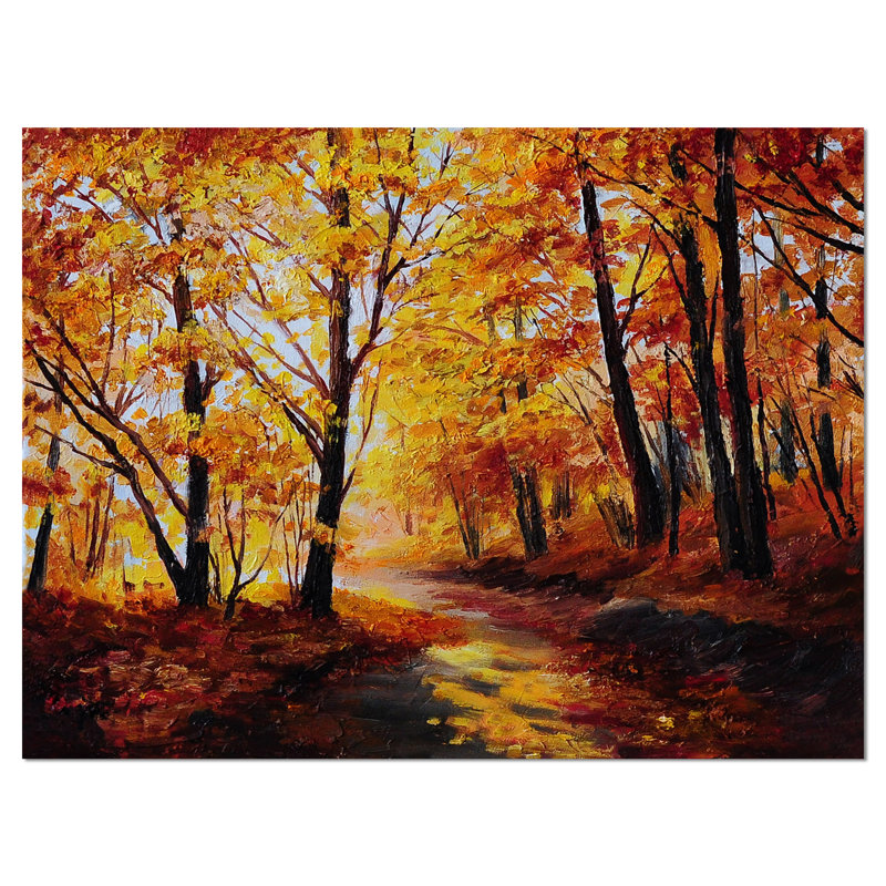 Forêt en automne - reproduction d'art sur toile tendue, H 8 po x l 12 po x P 1 po