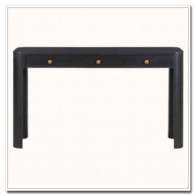 Console rustique avec coins arrondis pour la sécurité, table d'entrée avec 3 tiroirs dissimulés
