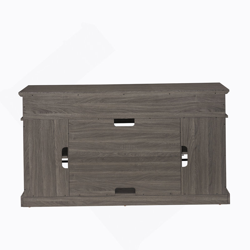 Meuble télé classique classique pour téléviseur de 65 po ou moins avec ouverture, Noir / noyer foncé