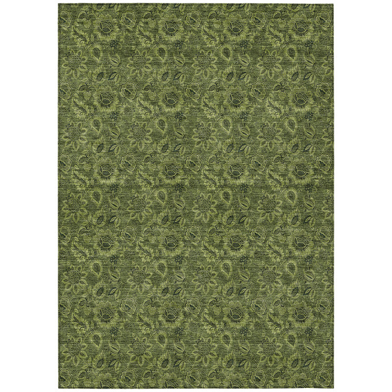 Washable Floral Indoor / Outdoor Rug, Rectangle 3' x 5'