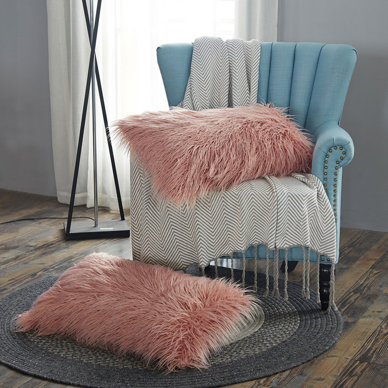 Mongolian Rectangular Pillow Cover, Coral Pink