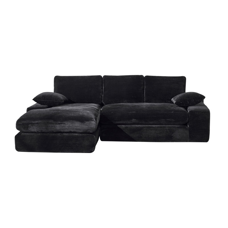 99*69" Modular Sectional Living Room Sofa Set, Modern Minimalist Style Couch, Upholstered Sleeper Sofa For Living Room, Bedroom, 2 PC Free Combination, Installation-Free Sofa, L-Shape, Black