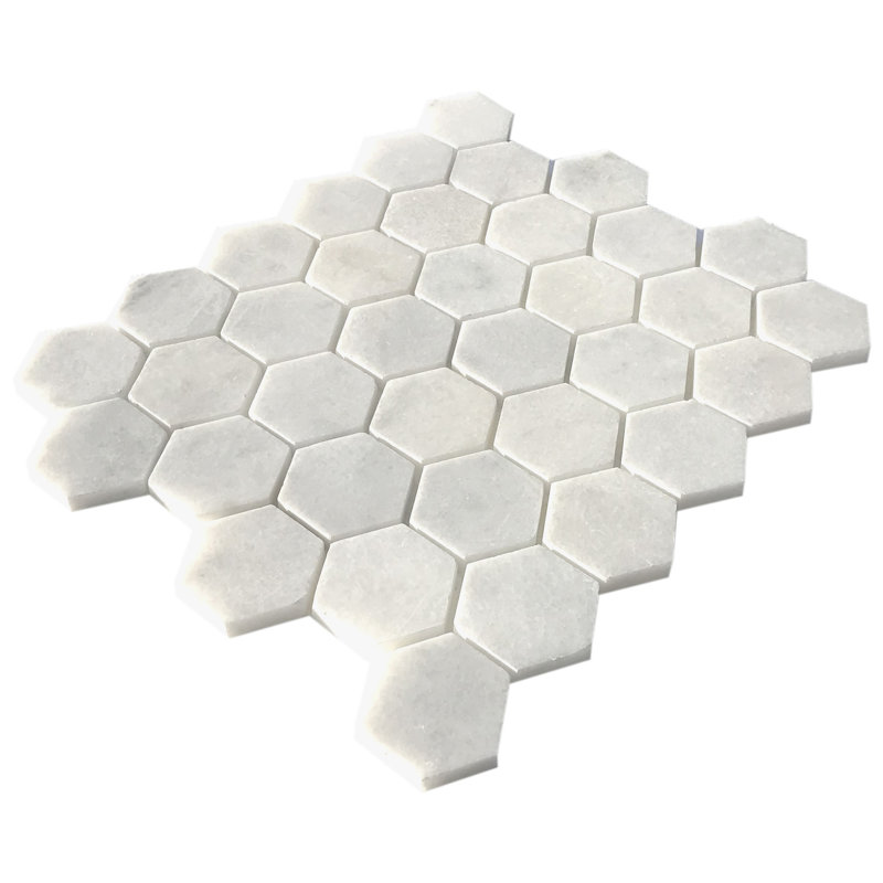 Carreau de mosaïque en marbre 2 po x 2 po Verona, Bianco adouci