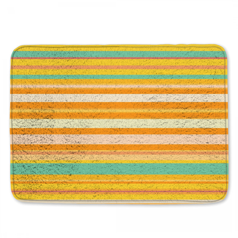 Tapis de bain multicolore à rayures horizontales, L 34 po x L 21 po
