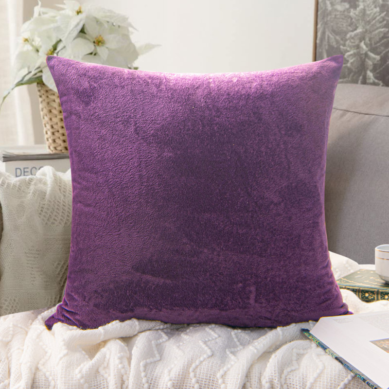 Housse de coussin carré en velours, H 24 po x l 24 po, Mauve