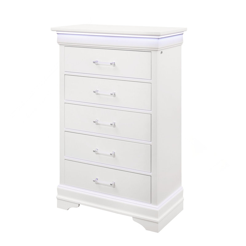 Commode verticale à 5 tiroirs avec éclairage décoratif DEL