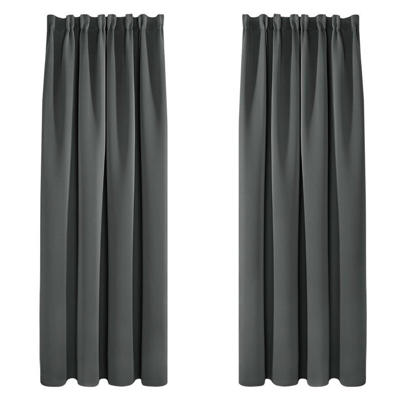 Purrier Polyester Blackout Pinch Pleat Curtain Pair, 55cm Width x 240cm Drop