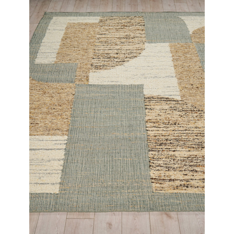 Pompano Hand Woven Wool/Jute Gray/Ivory/Beige Area Rug, 12'X15'