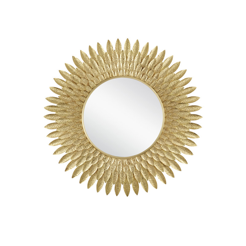 Plume Round Brass, Engineered Wood Mirror