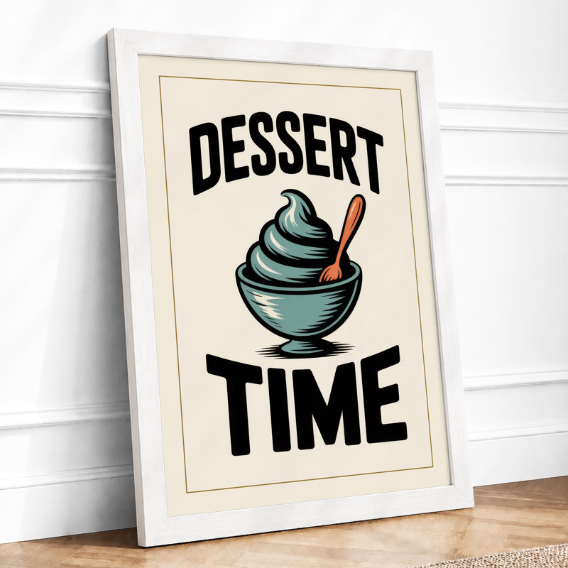 Dessert Time Typography - Framed Print, A2 - 59.4 x 42.0 cm, White