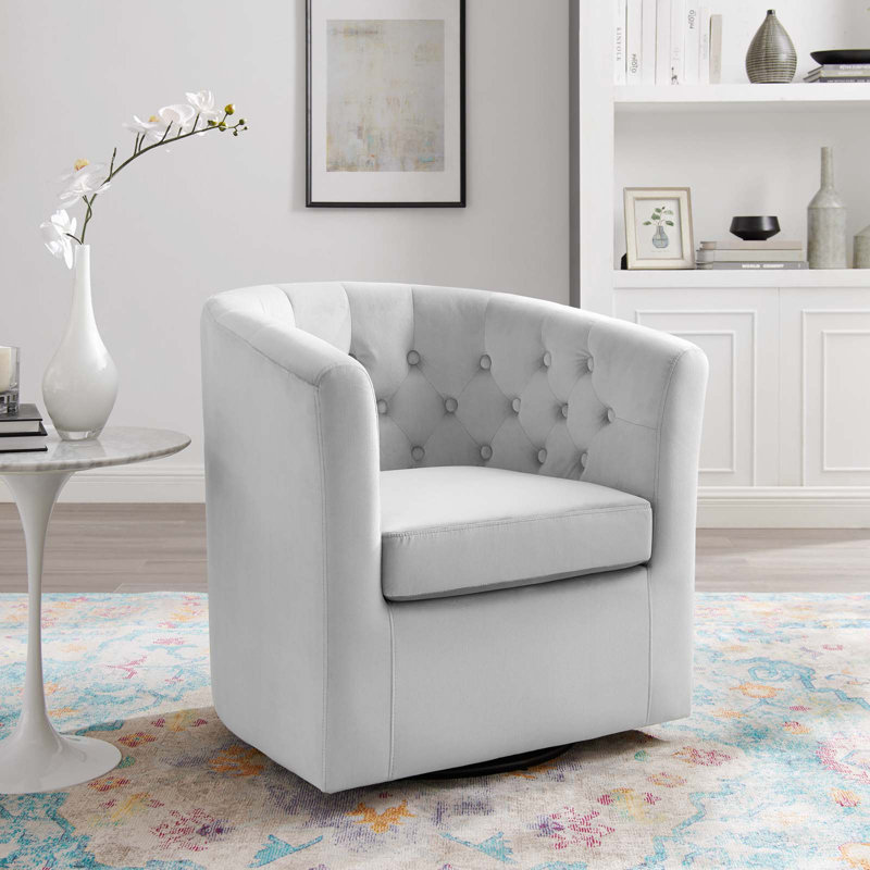 Fauteuil pivotant en velours Performance Prospect, Velours gris clair