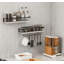 Tablettes flottantes avec barre à serviettes, tablettes de rangement murales pour la salle de bain, cuisine, chambre à coucher, avec cadre en métal, ensemble de 2-2068363434