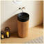Meuble-lavabo de salle de bain cylindrique autoportant 16 po à grain de bois naturel, lavabo rond noir à surface solide (sans trou de robinet), sans robinet / ensemble de bonde inclus-131278933-131278932