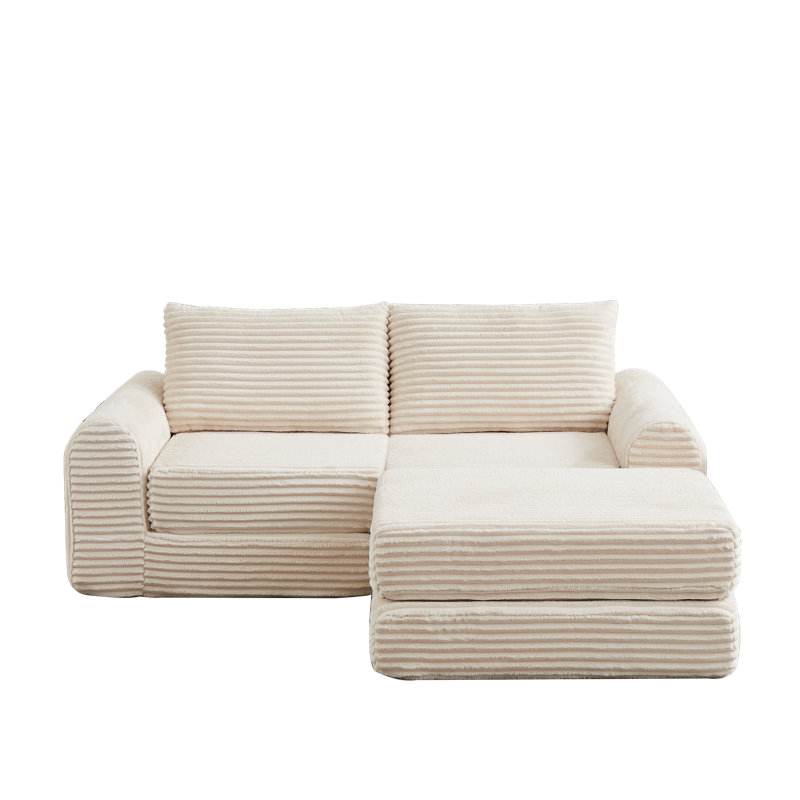 Canapés convertibles modernes, canapé-lit modulaire en velours côtelé beige, maison familiale, Beige