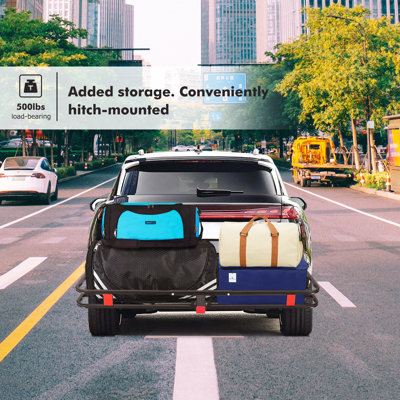500 LBS Hitch Mount Cargo Carrier Basket, Heavy Duty Luggage Basket with 2-Inch Receiver & 53"x 19"x 6" Cargo Space for SUV, Pickup Truck, Camping & Travel