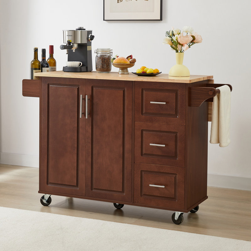 Îlot de cuisine avec comptoir à abattant, chariot d'îlot de cuisine roulant, table d'îlot de cuisine avec porte de grange avec armoire de rangement et support de tour, table d'îlot sur roulettes pour la cuisine
