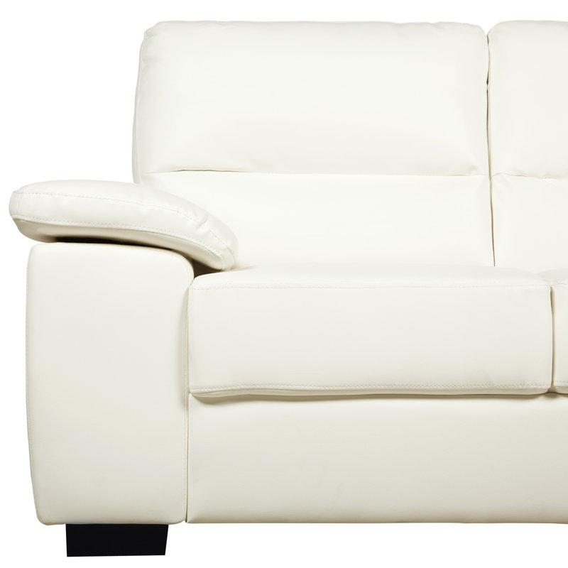 2 Seater Faux Leather Loveseat, Cream