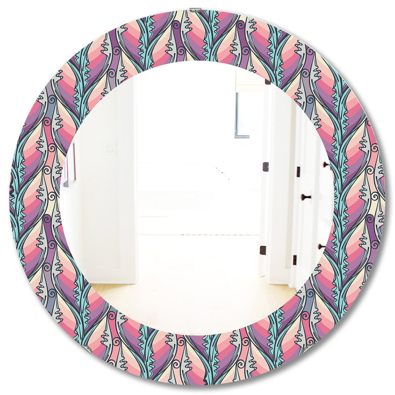 Miroir mural floral abstrait bohème et éclectique, H 31,5 po x l po