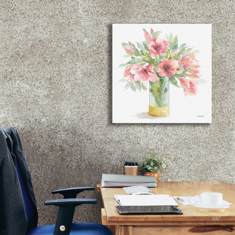 «Epic Graffiti» «Pink Amaryllis» par Leslie Trimbach, art mural sur toile, H 26 po x l 26 po x P 1,5 po