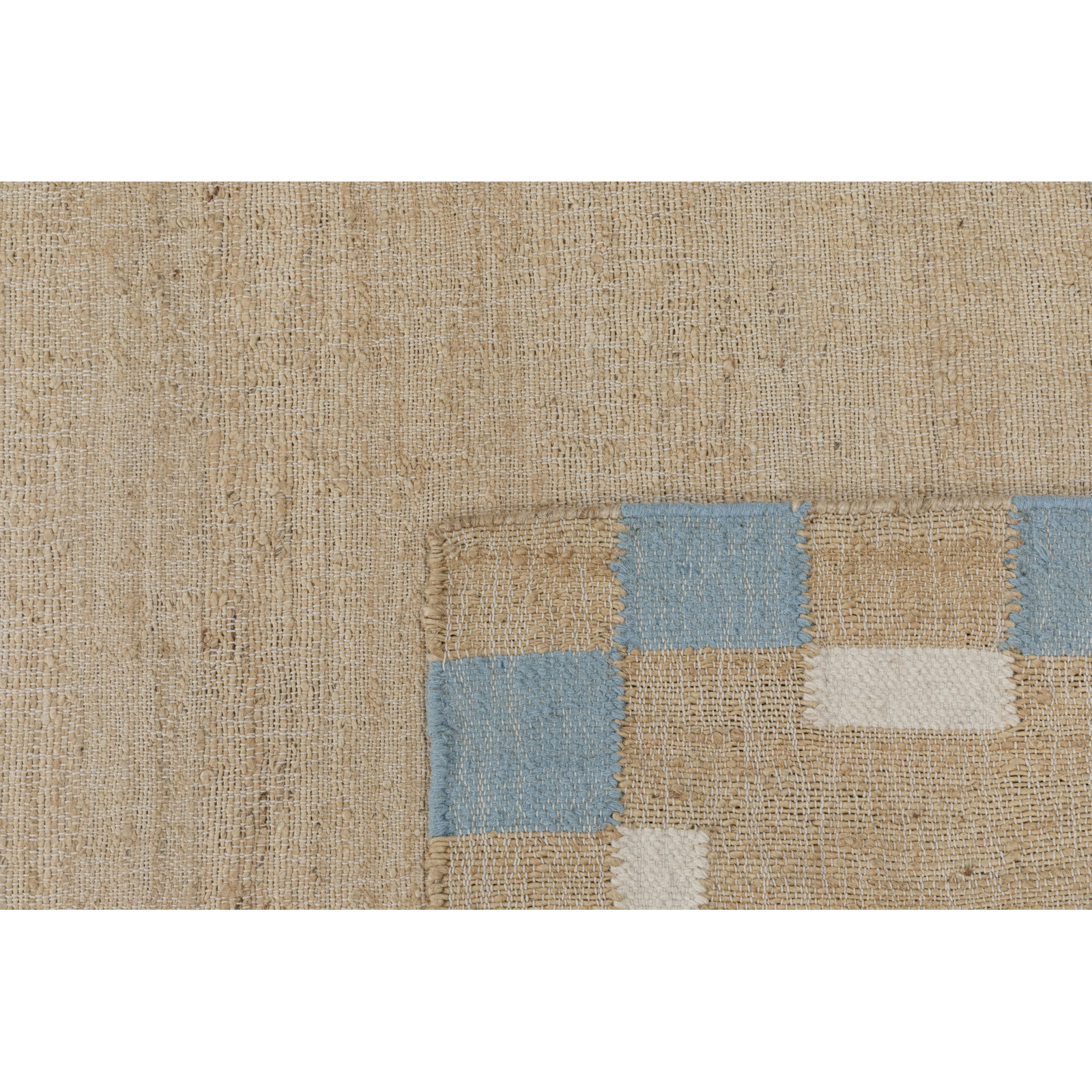 Heidi Checkered Flatweave Jute Rug, Blue, 2'6x8'