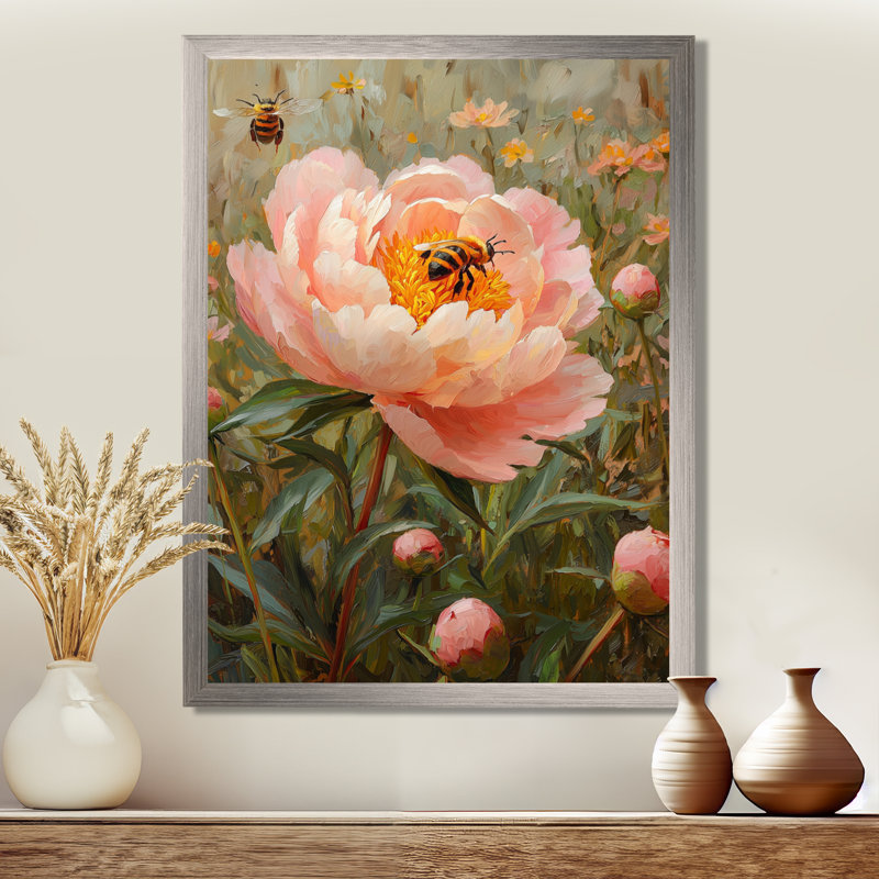 Belsize - salon d'art mural floral, H 40 po x l 30 po, Reproduction encadrée d'une seule photo, Argent argent