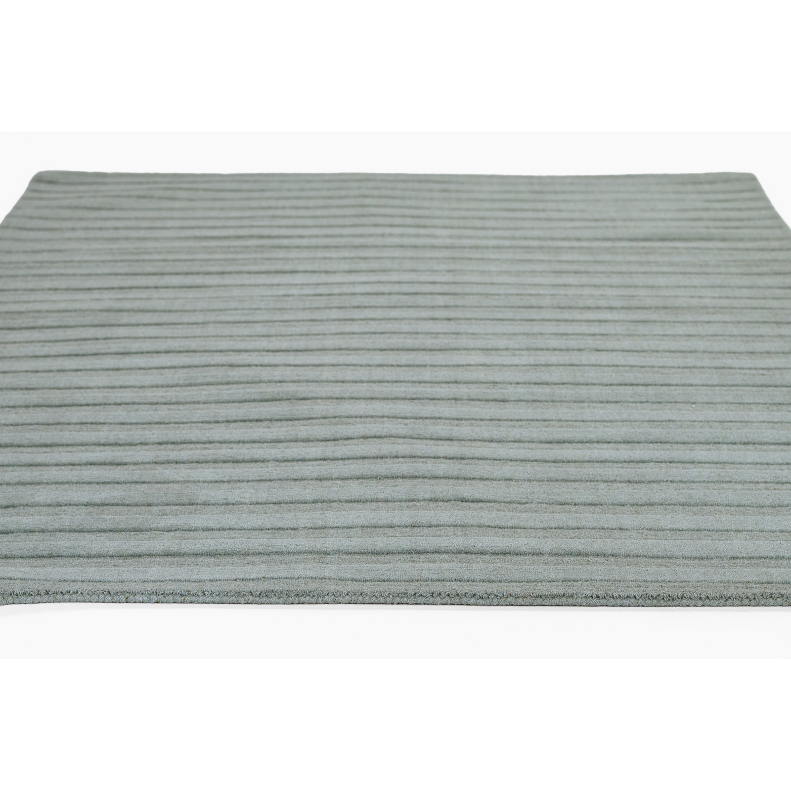 Aldery Light Blue Hand-Loomed Striped Wool Rug, 2' X 3'
